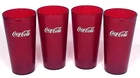 Vtg Lot of 4 Coca-Cola Red Plastic Restaurant Glasses 7.5" Cups Advertising 24oz