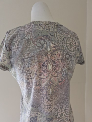 Vintage Fairy Core Baby Tee M Green & Cream Whimsigoth Celestial Yoga T-Shirt - Bild 12 von 12
