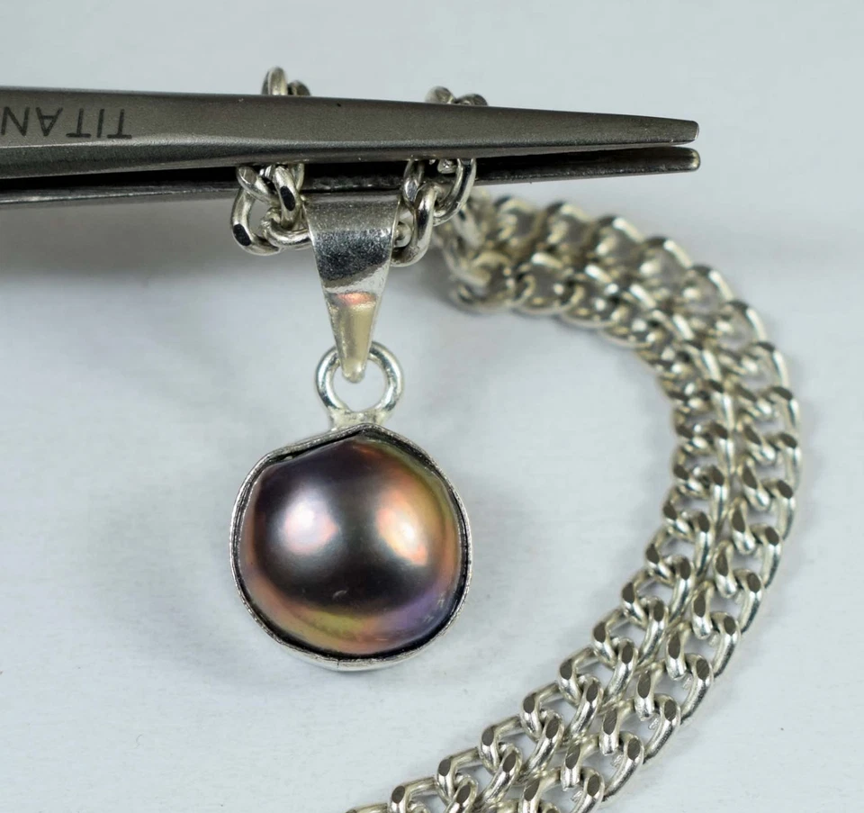 Colgante certificado piedras preciosas redondas naturales de 7,60 quilates perla negra del Mar del Sur de Tahití Foto 2 de 4