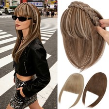 Chunky Headband Bangs Extensions Fake Hair Blunt Fringe Lace Toppers Straight UK