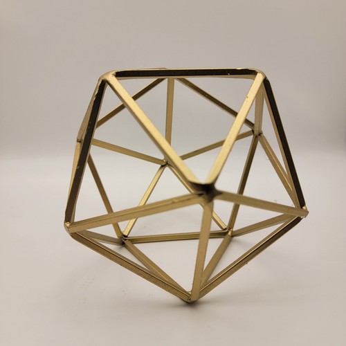 4 Escultura simétrica de metal acabado dorado mesa de arte minimalista 5" de diámetro - Imagen 2 de 11