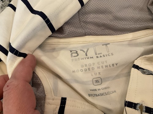 Felpa con cappuccio leggera BYLT Circuit Henley bottoni a pressione pullover performance XL nuova con etichette - Foto 4 di 10