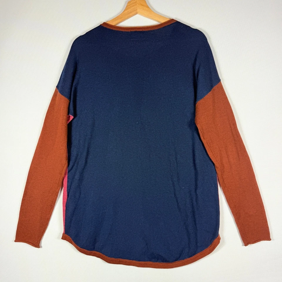 Suéter Top Smartwool Mujer Grande Sombra Pinos Rosa Azul Mezcla Lana Manga Larga Foto 3 de 4