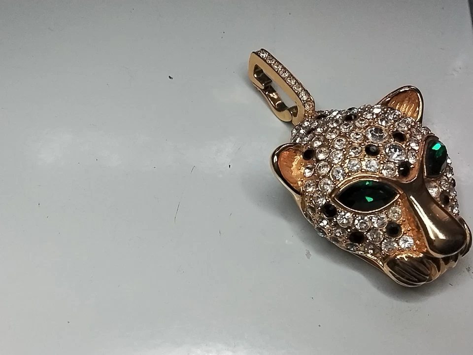 Tigerkopf Anhänger Von Marke Pompös Neuwertig Voller Besatz Starkes Teil - Bild 2 von 4