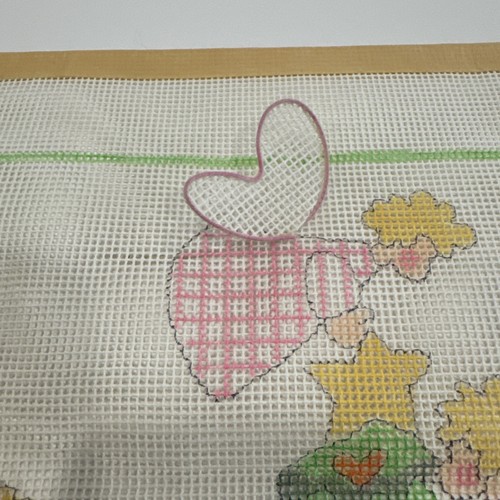 Vintage Needlepoint Canvas Christmas Tree Pink Angels Star 3D Wings 11” Square - Picture 4 of 14
