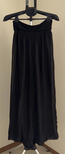 Giusy Silk Blend Italian Made Tan Gauzy Lined Genie Wide Leg Pull On Pants Sz L
