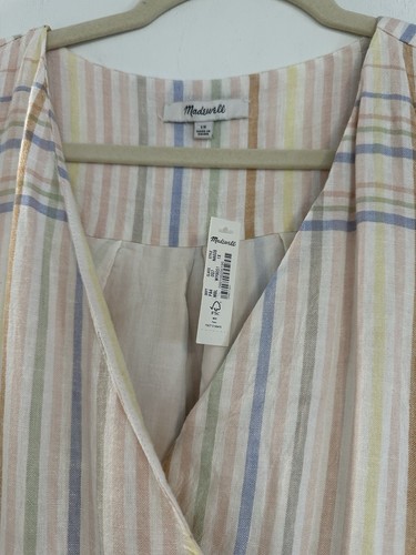 Madewell Linen Blend Clara Midi Dress in Pastel Plaid Size 1x New with tags - Picture 8 of 9