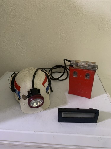 Vintage KOEHLER WHEAT Miners Helmet Light Lamp Untested W Comfo Cap Helmet