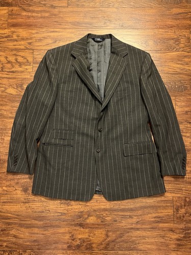 Vtg Polo Ralph Lauren Gray Wool Chalk Stripe 44 R 38x30 Suit USA Blazer Pants - Picture 2 of 23