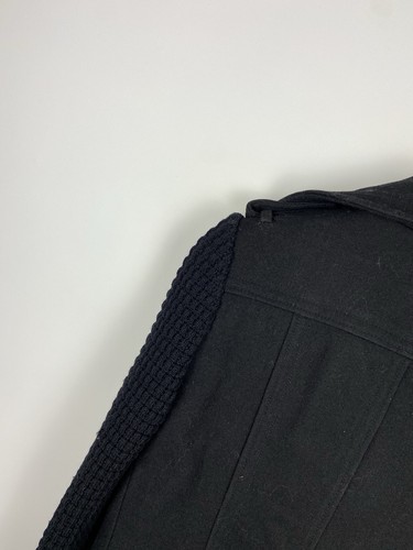 Burberry London Women's Black Wool Blend Knitted Sleeve Pea Coat Sz IT36/USA2 - Picture 13 of 16