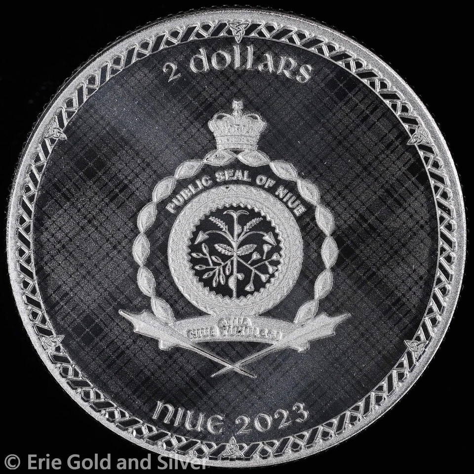 Unicornio escocés de plata Niue 2023 $2 1 oz Foto 2 de 4
