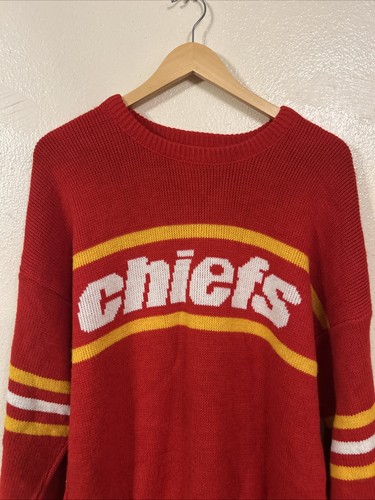 Maglione vintage Kansas City Chiefs Cliff Engle Ltd uomo L anni 70 80 rosso made in USA - Foto 2 di 14