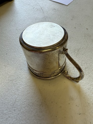Tazza da bambino in argento sterling ninna nanna, S188, dettaglio floreale - 48G - ottima - Foto 5 di 5