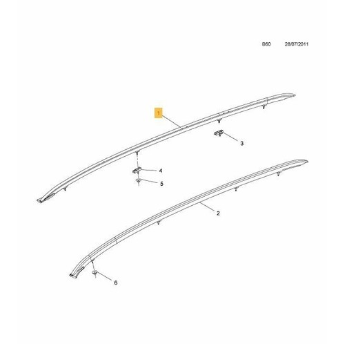 Genuine Vauxhall Zafira C RH OS Roof rail assembly (black) 13279346 - Picture 6 of 7