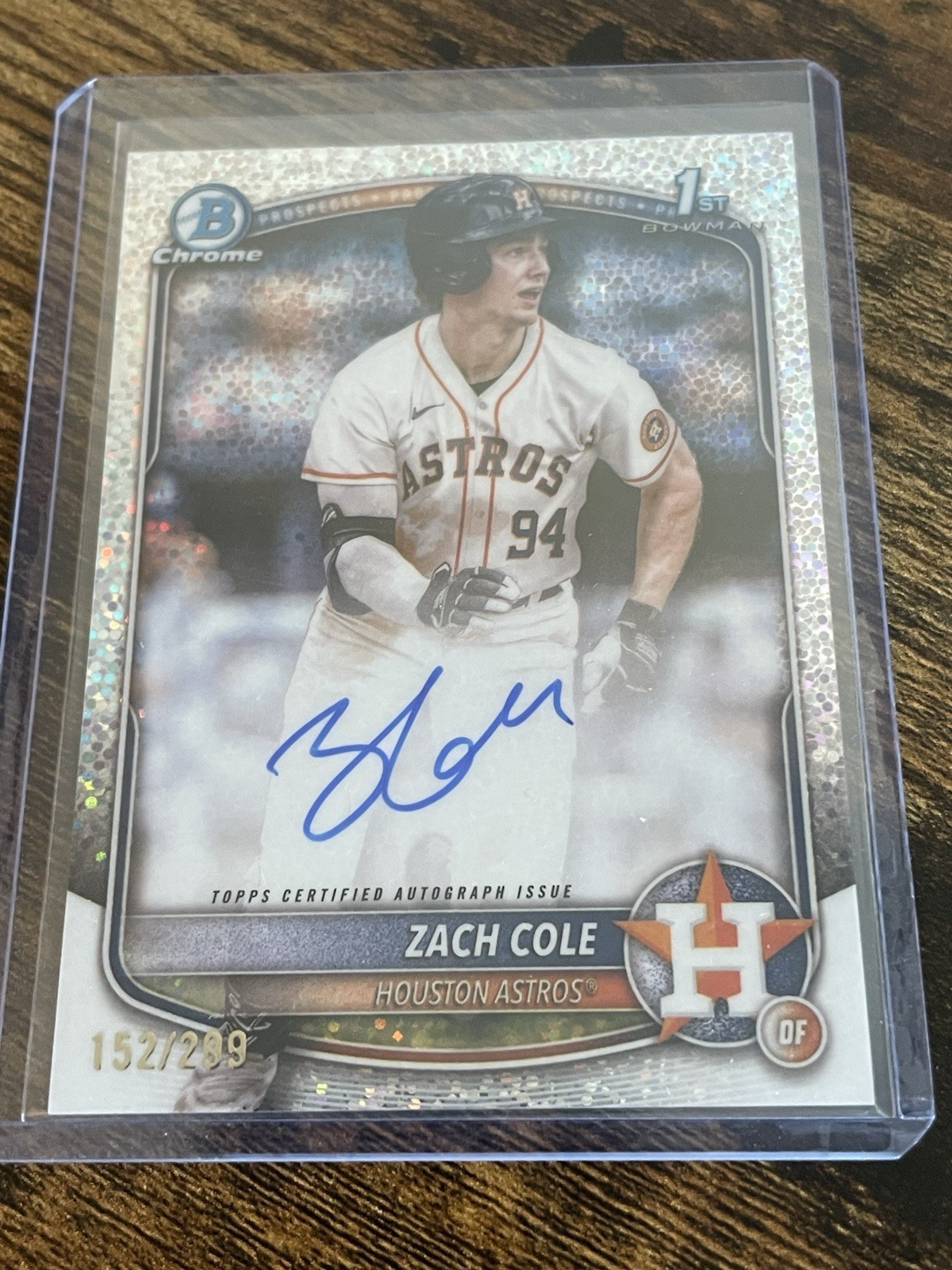2025 Bowman Chrome Zach Cole Astros 1st Speckle Refractor Auto #152/299