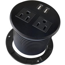 Desktop Power Grommet with Two Power Sockets, Two Quick USB Charging Ports, 6...