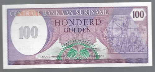 Banknote Suriname P128b 100 Gulden 1985 - Picture 1 of 2
