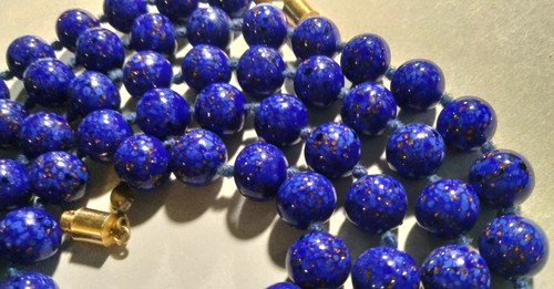 Vintage venezianische ausgefallene DUNKELBLAUE Sommerso Glasperlen Perlenkette - Bild 12 von 14