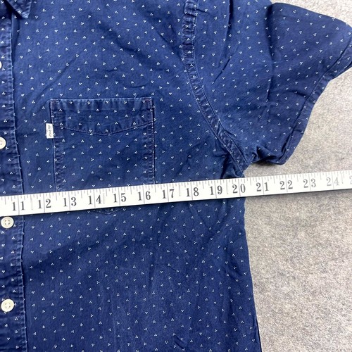 Camisa Levis Para Hombres Abotonada Manga Corta Mediana Azul Lunares Ajuste Regular Bolsillo - Imagen 4 de 8