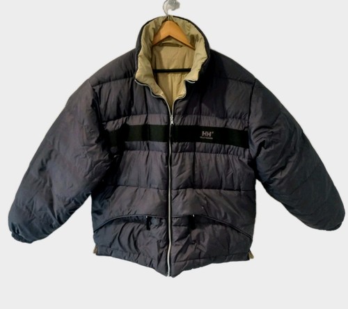HELLY HANSEN Beige & Black Reversible Duck Down Puffer Jacket Mens Size XL