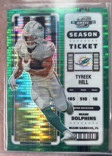 2022 Panini Contenders Optic Season Ticket Tyreek Hill Green Pulsar /30