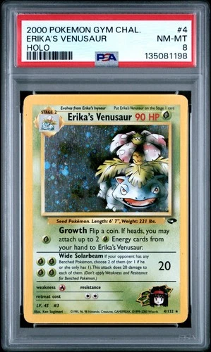 2000 POKEMON GYM CHALLENGE HOLO #4 ERIKA'S VENUSAUR PSA 8