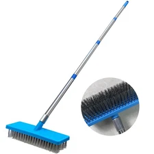 65" Long Handle Pool Brush - Heavy Duty Stainless Steel Wire Bristle Scrubber...