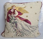 Christmas Angel Needlepoint Cushion Pillow Cover Stars Halo Floral Spray Velvet