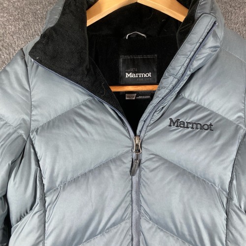 Marmot 700 Fill Down Coat Parka Womens XS Grey Blue Long Quilted Warm Winter - Picture 2 of 12