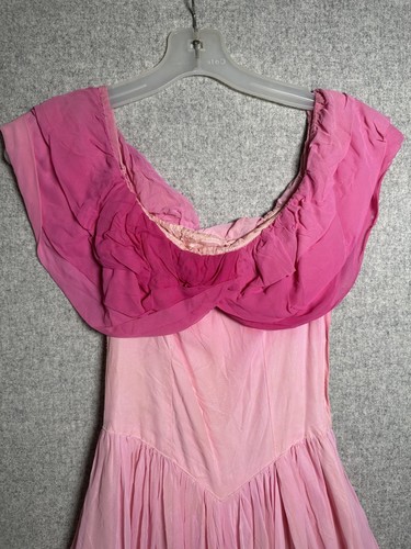 Abito rosa vintage donna principessa Belle abito da ballo anni 50? Costume lunghezza intera - Foto 3 di 24