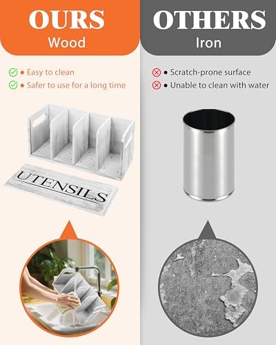 Küchenutensilienhalter für Küchentheke großer Holz Organizer zum Kochen  - Bild 4 von 8