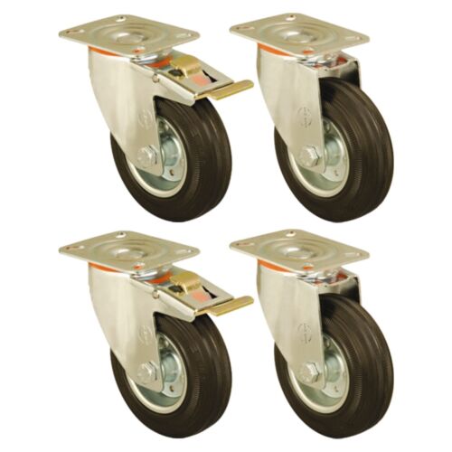 Juego de 4 ruedas de goma de 100 mm ruedas de montaje de placa ruedas de alta resistencia - Imagen 2 de 2