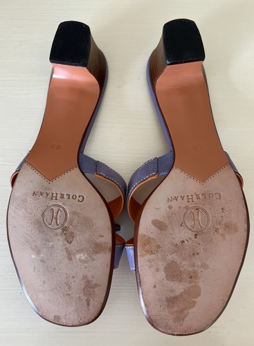 Cole Haan Lavender Orange Leather Bow Tie X-Cross Straps Sandals Size 8B Heels - Picture 3 of 5