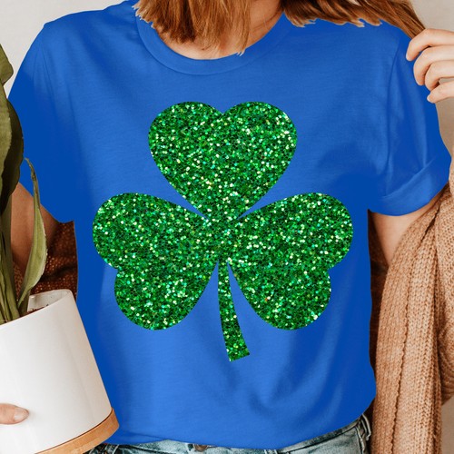 St Patricks Day Shamrock Lucky Green Glitter Irish Ireland Womens T-Shirts #UJG6 - Picture 6 of 8