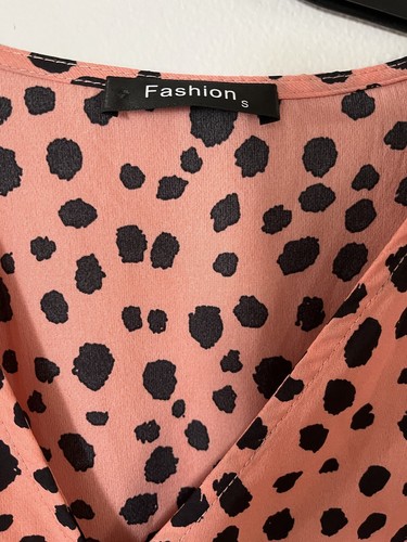 Coral Animal Print Tiered Dress Long Size S Midi Nursing Friendly V-Neck - Picture 6 of 7