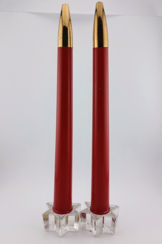 2er Set Vintage Öl Kerzenröhrchen rot mit Goldspitzen Weihnachten Urlaub  - Bild 1 von 7