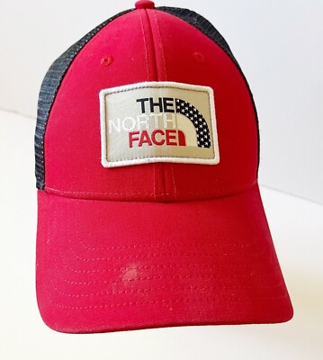 The North Face Red Baseball Trucker Hat White Blue Snapback Patriotic USA Cap