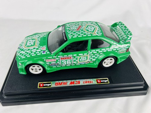 Burago 1:24 BMW M3 1993 Tic Tac verde diecast 1993 coche - ¡DAÑADO POR FAVOR LEER!¡! - Imagen 2 de 12