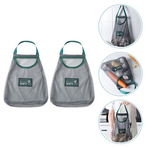2 Stück Gemüse Aufbewahrung Netz Tasche Obst Hängematte Küche Schrank Zwiebel - Bild 5 von 12
