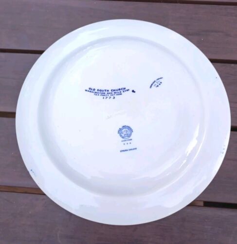 Vtg 3pc Wedgwood Etruria Blue Transferware Old South Church MT Vernon 1776 Plate - Picture 10 of 18