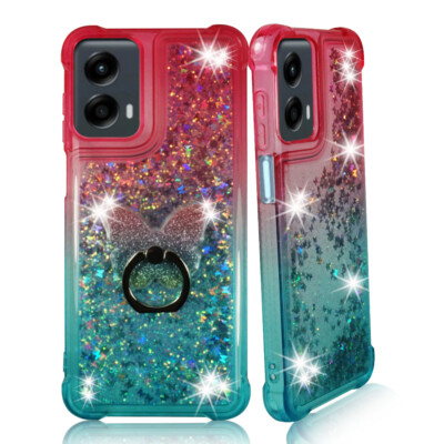 For Motorola Moto G 5G 2024- Liquid Glitter Bling Case Cover Phone