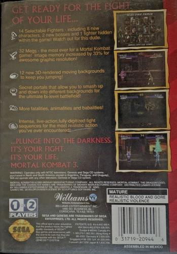 Mortal Kombat 3 - Sega Genesis 1995 casi como nuevo probado garantizado - Imagen 3 de 8