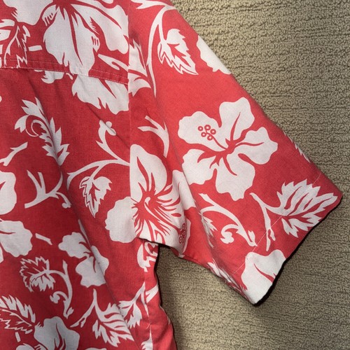 Vintage Bugle Boy Hawaiian Shirt Mens Size L Pink White Floral All over Print - Picture 11 of 16