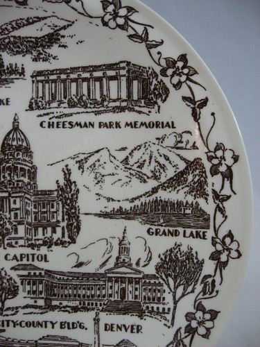 Vernon Kilns Plate DENVER CO City County Bldg East High Red Rocks Cheesman VTG - Picture 5 of 11