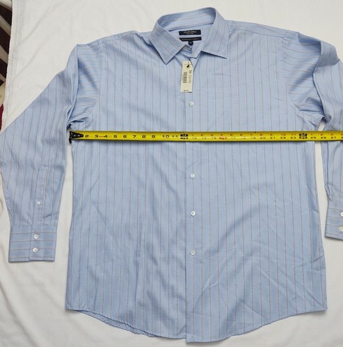 NEW Mens Murano L/S Dress Shirt XL White/Blue Stripes European Fabric EASY CARE - Picture 4 of 12