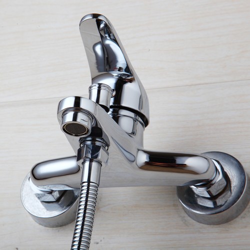 Chrome Polished Bathroom Shower Faucet Wall Mounted Bathtub Mixer Tap Combo Kit - Picture 14 of 20