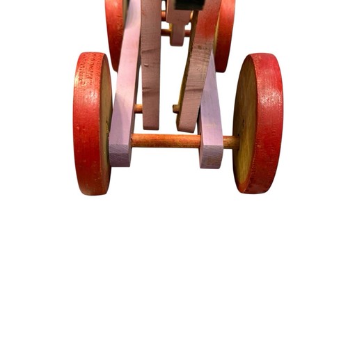 Hand Painted Wooden Man Riding Donkey Horse on Wheels Toy Figure 10” x 10” - Picture 7 of 19