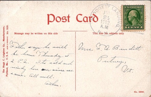 Postcard NH Claremont, New Hampshire; Green Mountains 1912 U3 - Picture 2 of 2