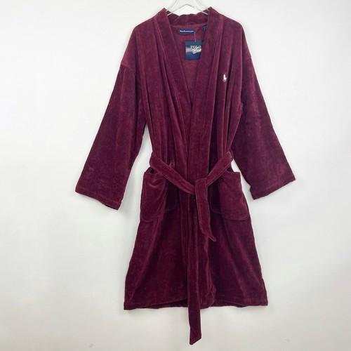 Polo Ralph Lauren Burgundy Cotton Terry Tie Waist Robe Top Mens S M