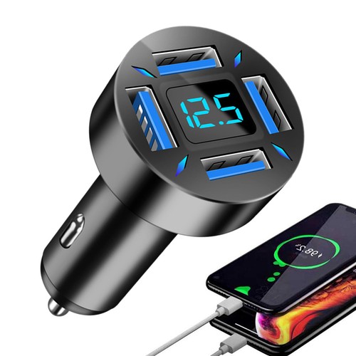 4 Ports Car Charger LED Digital Display Fast Charging Phone Adapter (Style 1) - Afbeelding 1 van 9